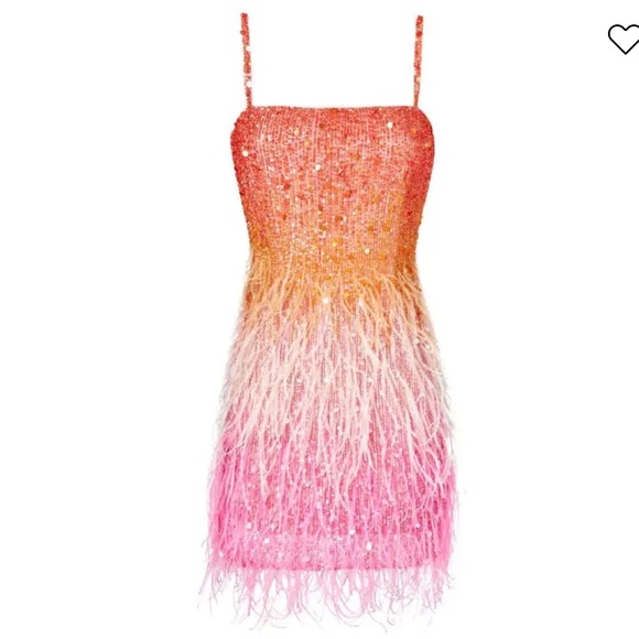 Nadine Merabi Cassie Sunset Feather Mini Dress - Picture 7 of 11